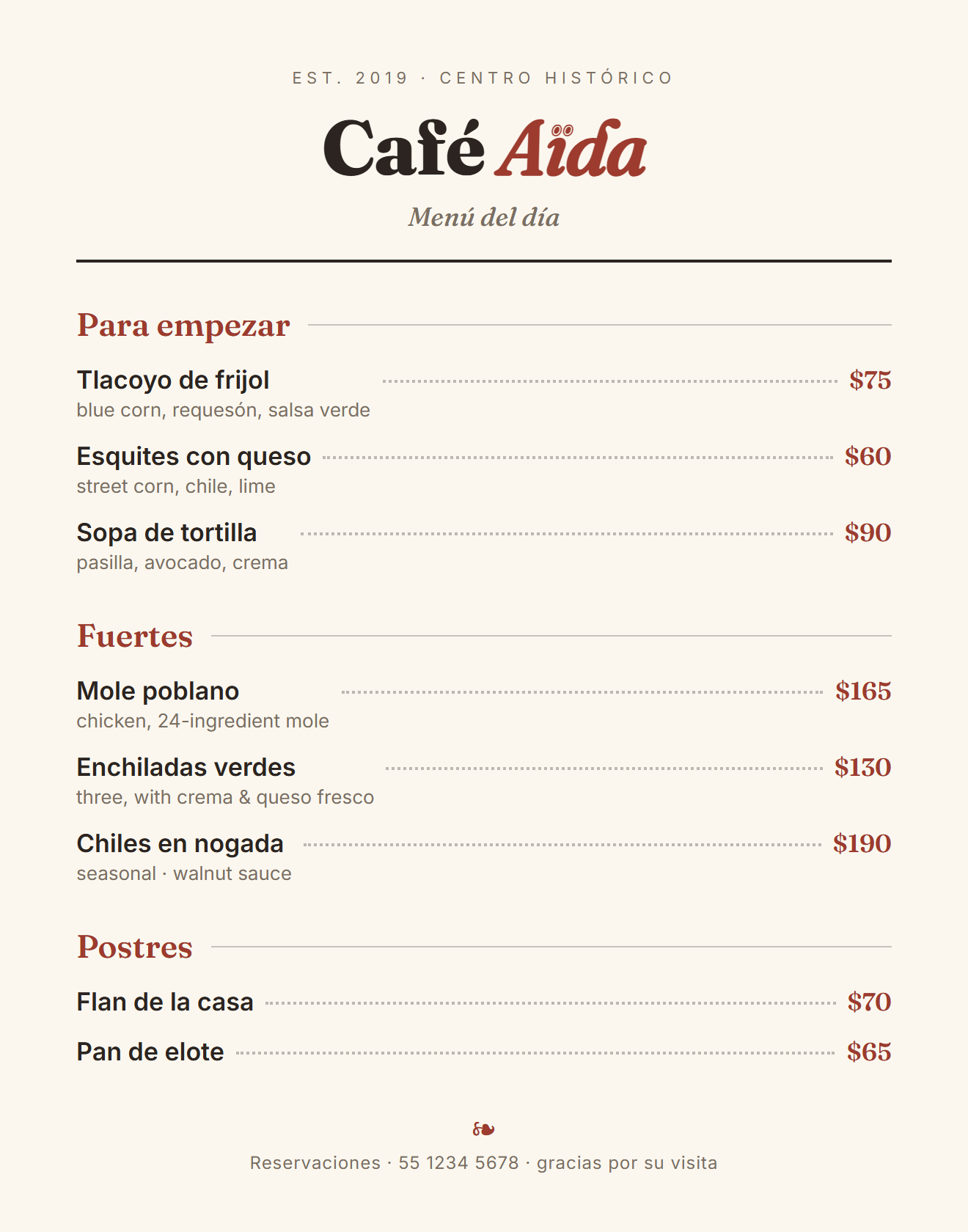 menu preview